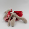 Doudou souris grise robe rouge la grande famille MOULIN ROTY 20 cm