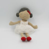 Doudou poupée fille métis robe blanche étoiles OBAIBI