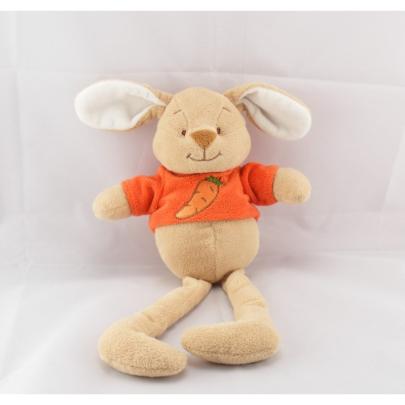 Doudou lapin beige tee shirt vert carotte COMPTINE