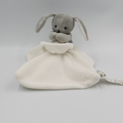 Doudou lapin gris blanc mouchoir JACADI