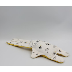 Doudou plat lapin blanc jaune chiens chats double face CATIMINI