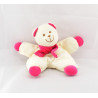 Doudou semi plat ours blanc rose AUCHAN