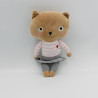 Doudou chat marron rose gris blanc MONOPRIX