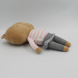 Doudou chat marron rose gris blanc MONOPRIX