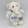 Doudou éléphant blanc bleu fleurs AJENA