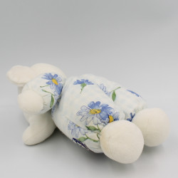 Doudou éléphant blanc bleu fleurs AJENA