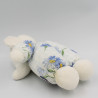 Doudou éléphant blanc bleu fleurs AJENA