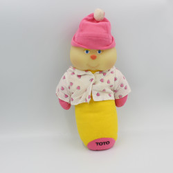 Ancien Doudou Luciole phosphorescent Toto rose jaune AJENA