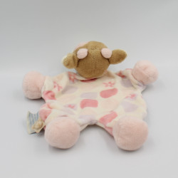 Doudou plat vache rose blanc rosalie lola fleurs NOUKIE'S