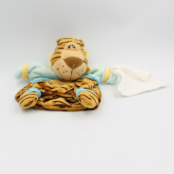 Doudou marionnette tigre mouchoir marron beige bleu BABY NAT