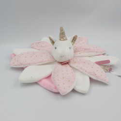 Doudou et compagnie plat licorne rose blanc or attrape rêve