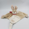 Doudou plat lapin beige rose blanc train Oscarine NOUKIE'S