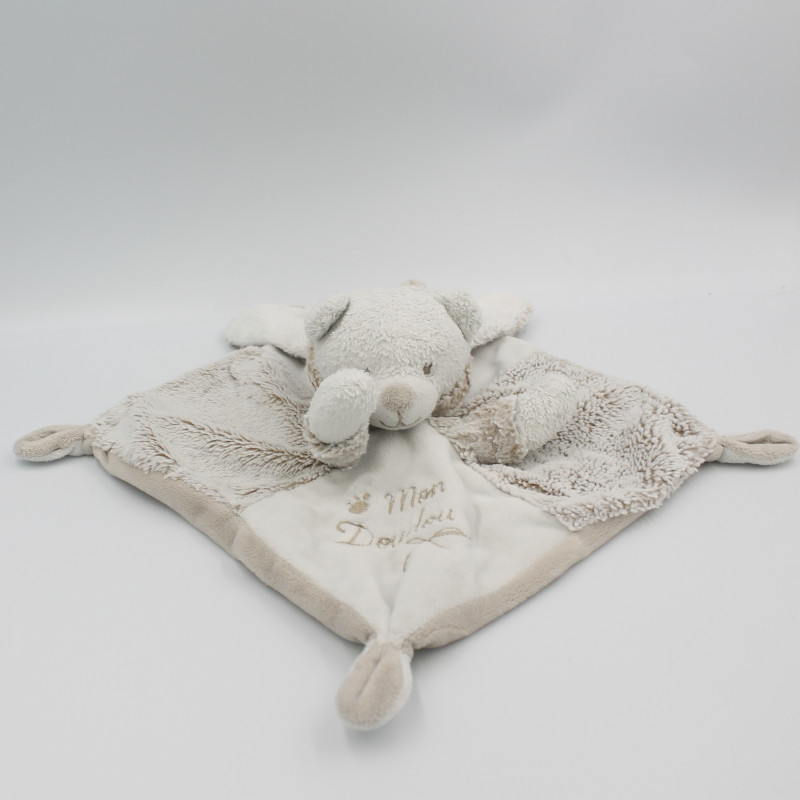 Doudou plat ours déguisé en lapin blanc gris marron Mon doudou SIMBA TOYS