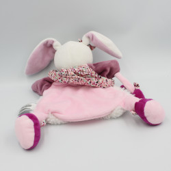 Doudou et compagnie marionnette Cerise le lapin blanc rose prune