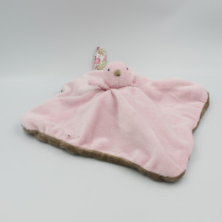 Doudou réversible oiseau chat marron rose JACADI