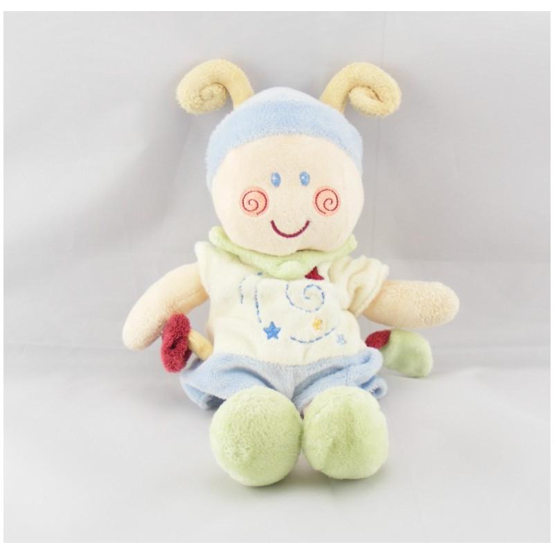 Doudou lutin escargot vert bleu spirale étoiles KIABI