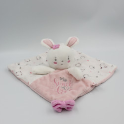 Doudou plat lapin blanc rose Sweet love PAT ET RIPATON