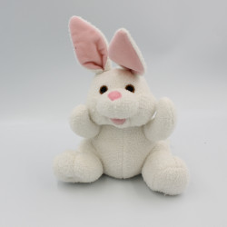 Doudou peluche lapin blanc rose PUBLICATIONS INTERNATIONAL 2007