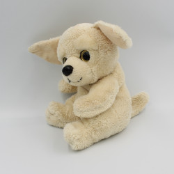 Doudou peluche chien beige écru gros yeux 
