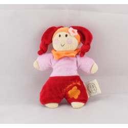 Doudou hochet lutin mauve jaune spirale REVE DE BEBE