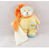 Doudou ours jaune bonnet orange avec mouchoir BABY NAT