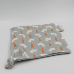 Doudou plat carré gris lapins carottes AIR FRANCE