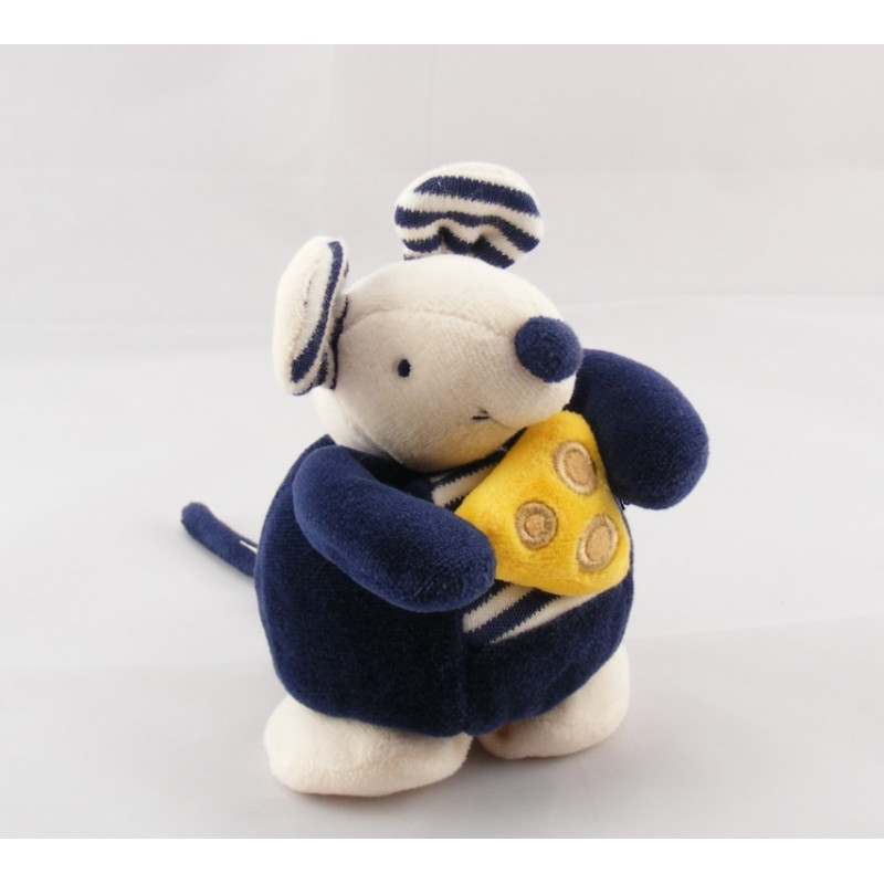 Doudou souris bleu marine Fromage PRISCILLA LARSEN 