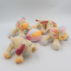 Mini Doudou chien Bo et girafe NATTOU lot de 4
