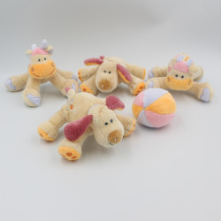 Mini Doudou chien Bo et girafe NATTOU lot de 4