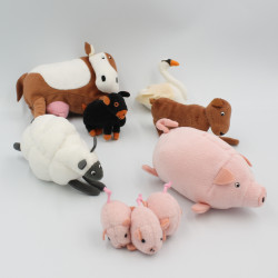 Petites peluches animaux de la ferme vache cochon mouton IKEA