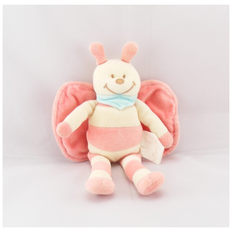 Doudou papillon rose rayé BENGY 