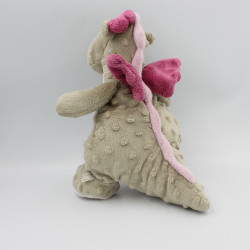 Doudou dragon gris rose Victoria et Lucie NOUKIE'S 27 cm