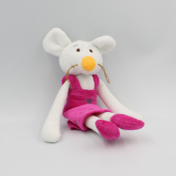 Doudou souris blanche robe rose coeur LASER