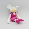 Doudou souris blanche robe rose coeur LASER