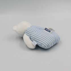 Mini Doudou ours blanc bleu rayé JACADI