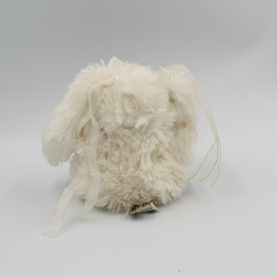 Peluche lapin blanc écru noeud rubans LOUISE MANSEN