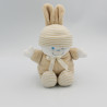 Doudou lutin lapin beige rayé avec bonnet GIPSY