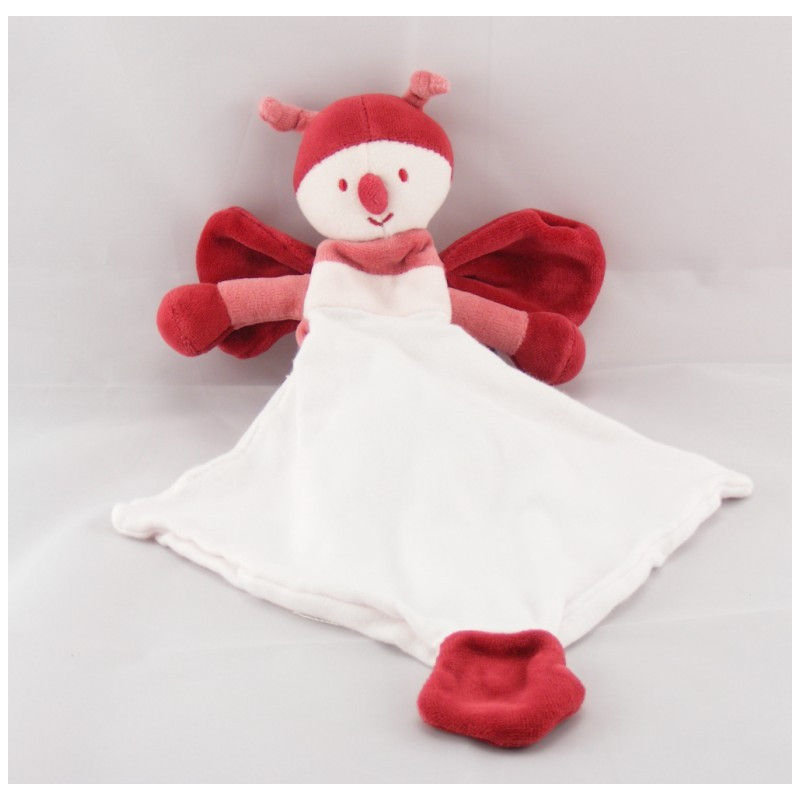 Doudou libellule orange mouchoir Cajou SUCRE D'ORGE