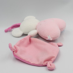 Doudou souris blanche rose mouchoir LUMINOU