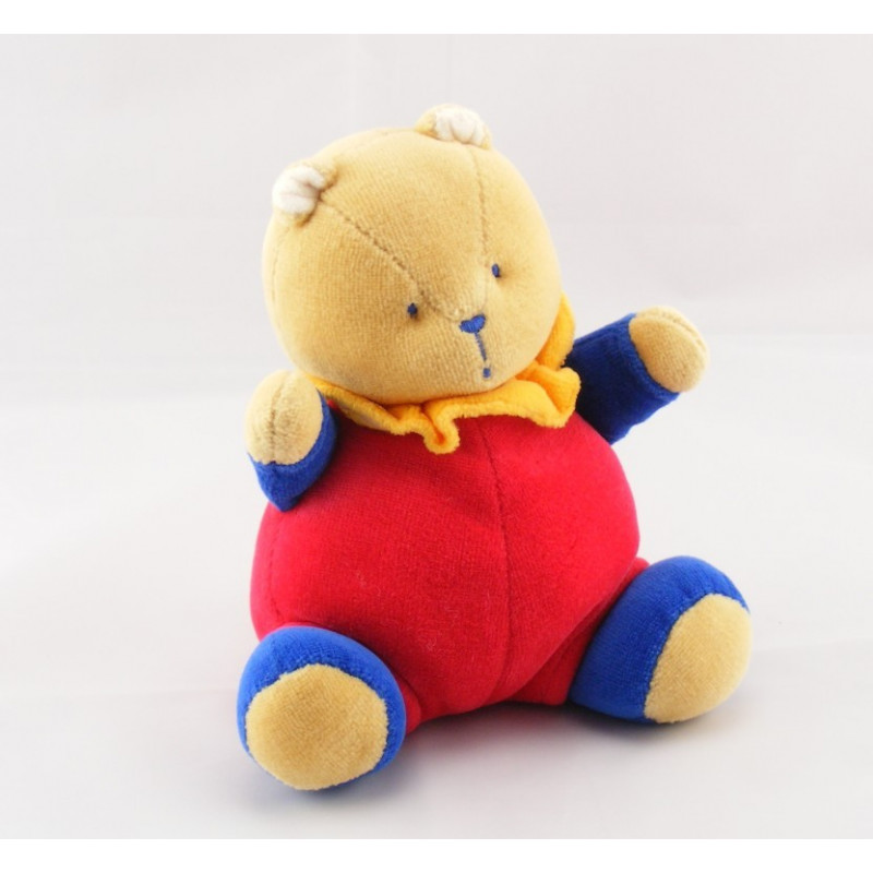 Doudou lapin arlequin rouge bleu BENGY