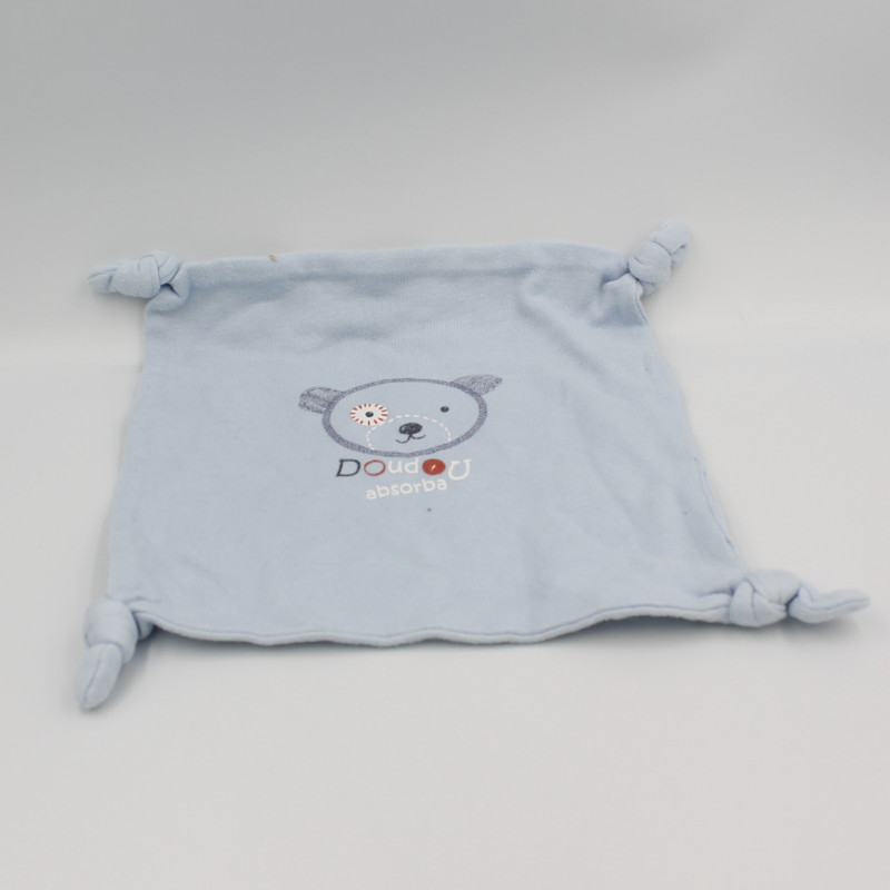 Doudou plat carré ours bleu ABSORBA
