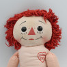 Ancienne peluche poupée chiffon clown rose rouge i love you Annabelle Vintage