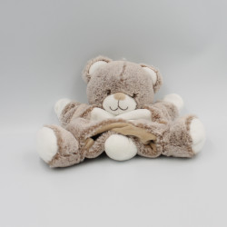 Doudou plat marionnette ours beige blanc TEX BABY