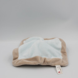 Doudou plat carré ours beige bleu NICOTOY