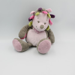Doudou hérisson marron gris rose vert Manon NATTOU 28 cm