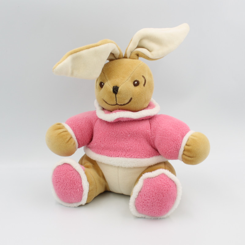 Doudou lapin beige rose blanc GIFI