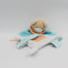 Doudou plat ours blanc bleu orange super tétine BABY NAT