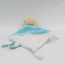 Doudou plat ours blanc bleu orange super tétine BABY NAT LOT DE 2