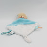 Doudou plat ours blanc bleu orange super tétine BABY NAT