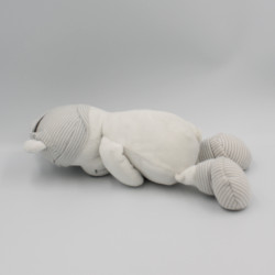 Doudou ours blanc rayé gris étoiles NICOTOY